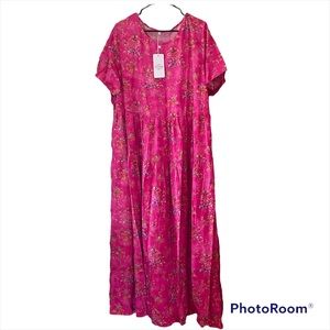 NWT YesNo Pink Floral Calf Length Ruffle Dress - From Amazon - Size XXL